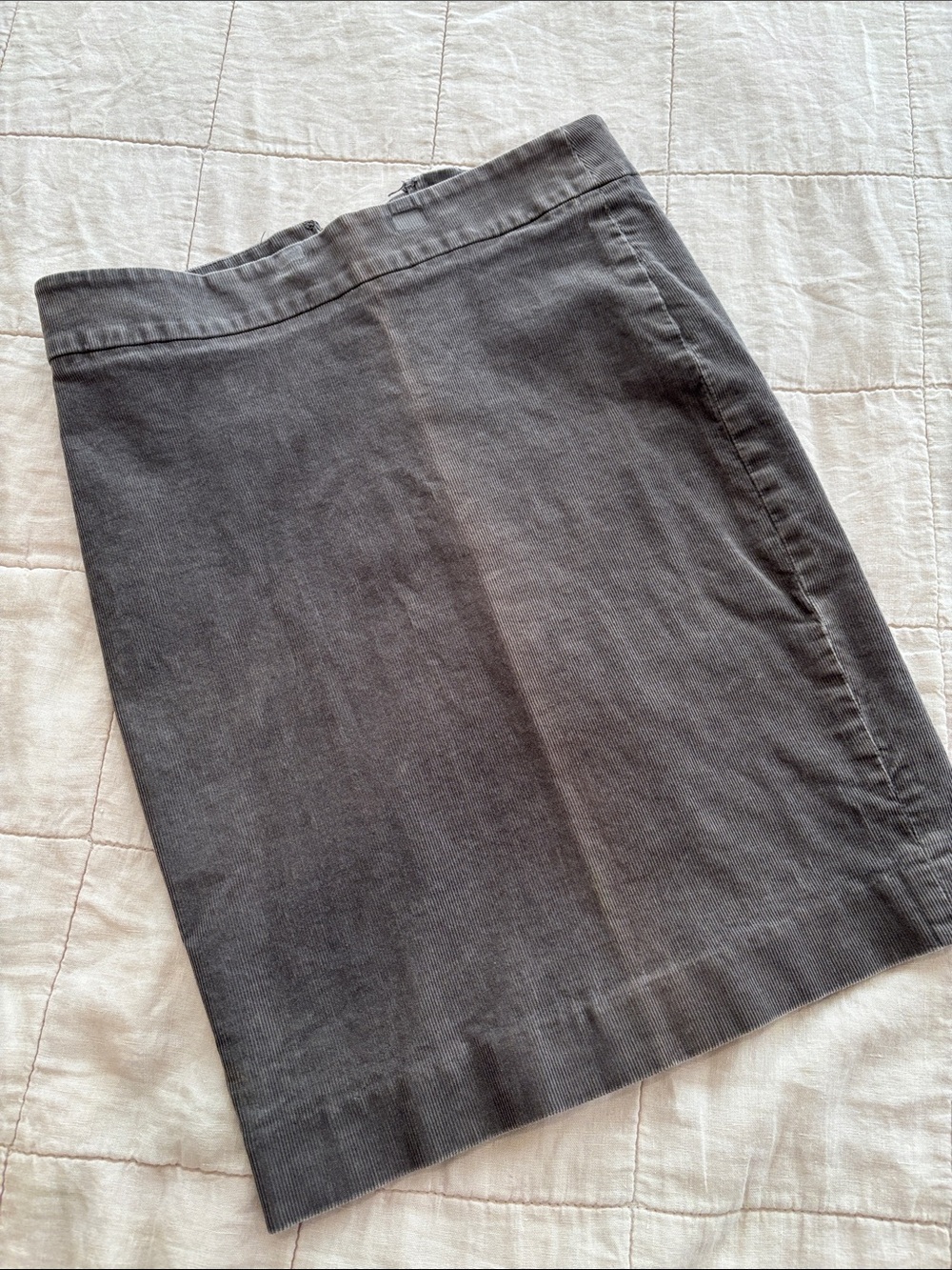 Classic Straight Gray Corduroy Women's Skirt